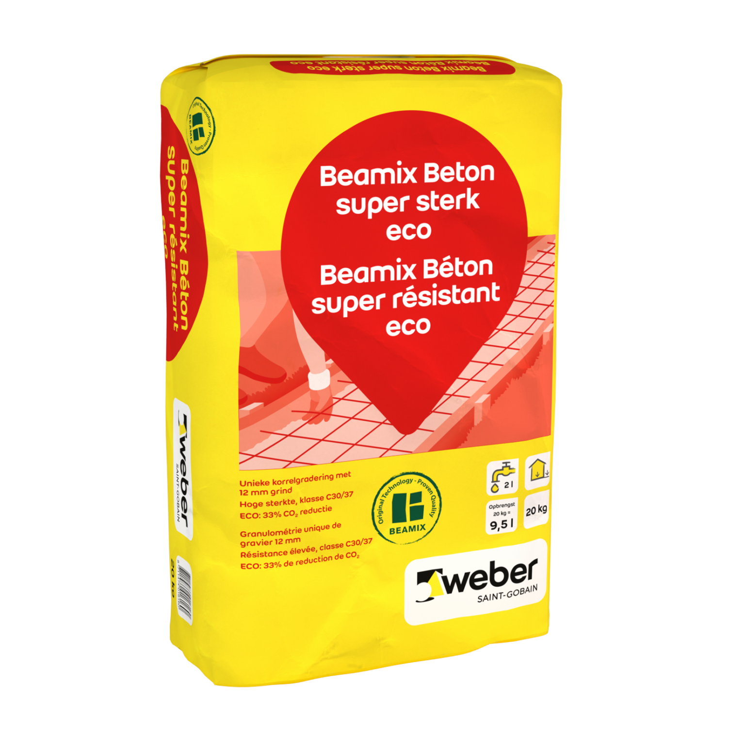 Weber Beamix Beton Super Sterk Eco 20kg - Drogemortel.nl